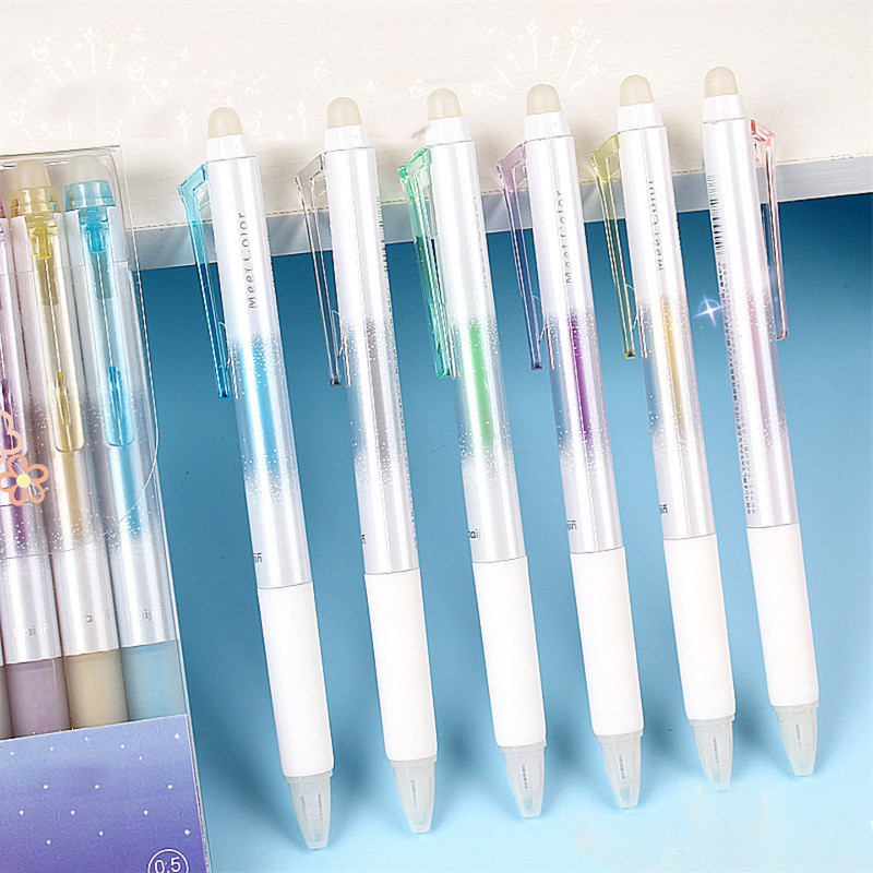 

Kawaii Scented Erasable Gel Pens 0.5mm Colorful Blue Ink Neutral Pens Glitter Ballpoint Pens for Journal Planner Diary Office