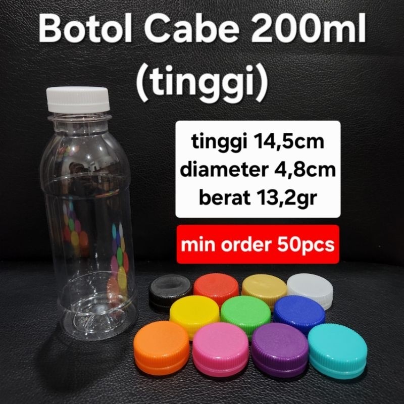 Botol Cabe 200ml TINGGI | Botol 200ml Plastik PET