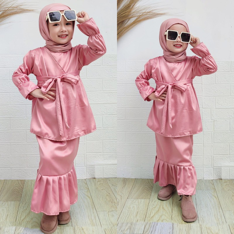 YANCSHOP Baju Muslim Anak Perempuan Gamis Mermaid Bahan Maxmara Silk Usia 1-8 Tahun