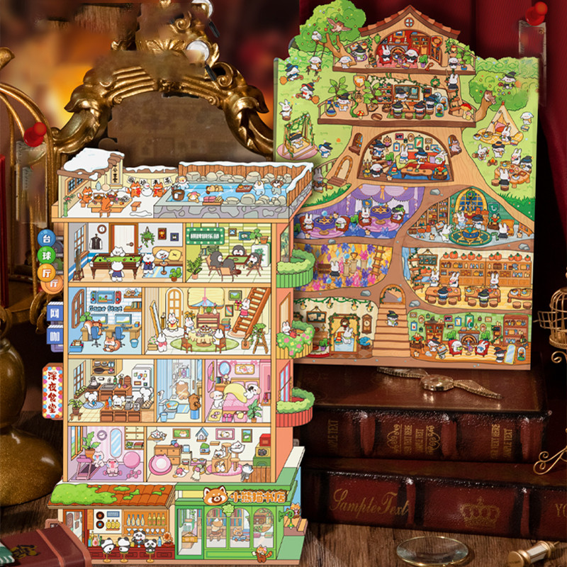 

2Style 3Sheets/bag Fun World Stereoscopic Miniature PET Large Scenography Stickers DIY Handbook Scrapbook Photo Frame Notebook