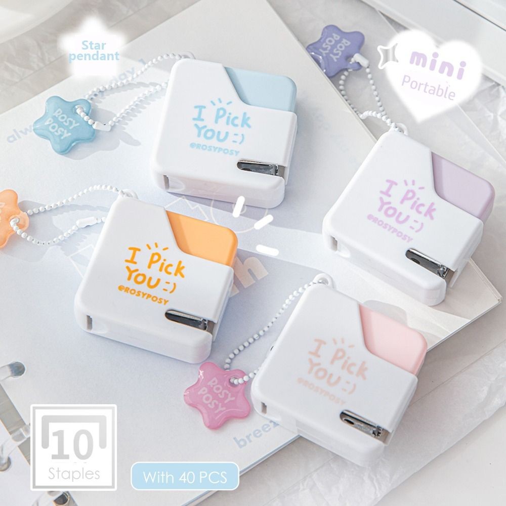 

Color Mini Portable Stapler With 40pcs No.10 Staples Paper Binding Machine Bookbinding Machine Office School Binding Supplies