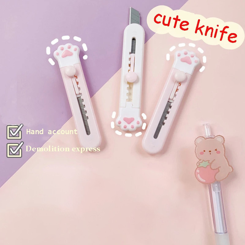 

Portable Cute Mini Art Utility Knife Cartoon Cat Paw Cutter Express Box Paper Envelope Opener Blade Stationery School Supplies