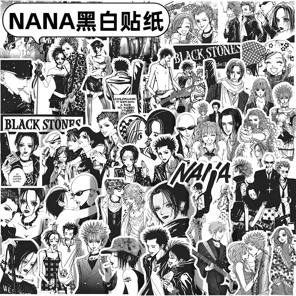 

10/30/66PCS Japanese Anime NANA Stickers Black White Decals Cartoon Decoration Suitcase Laptop Phone Stationery Manga Sticker