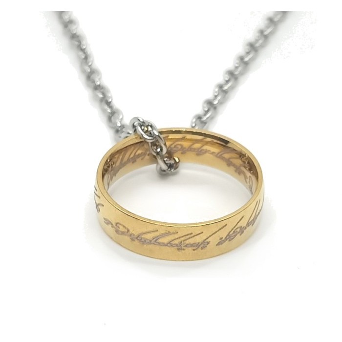 Kalung cincin lord of the rings warna emas ring