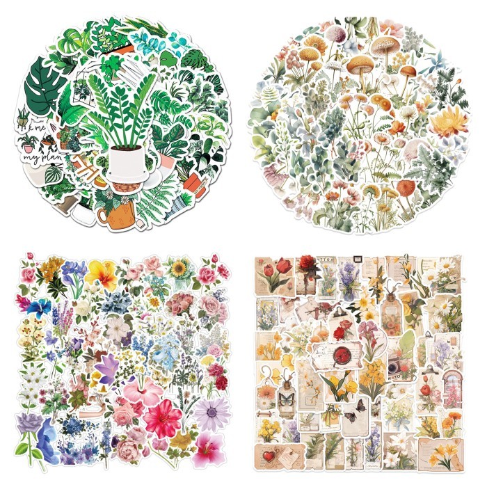 

sticker luggage waterproof 50 pcs tanaman hijau pot plant