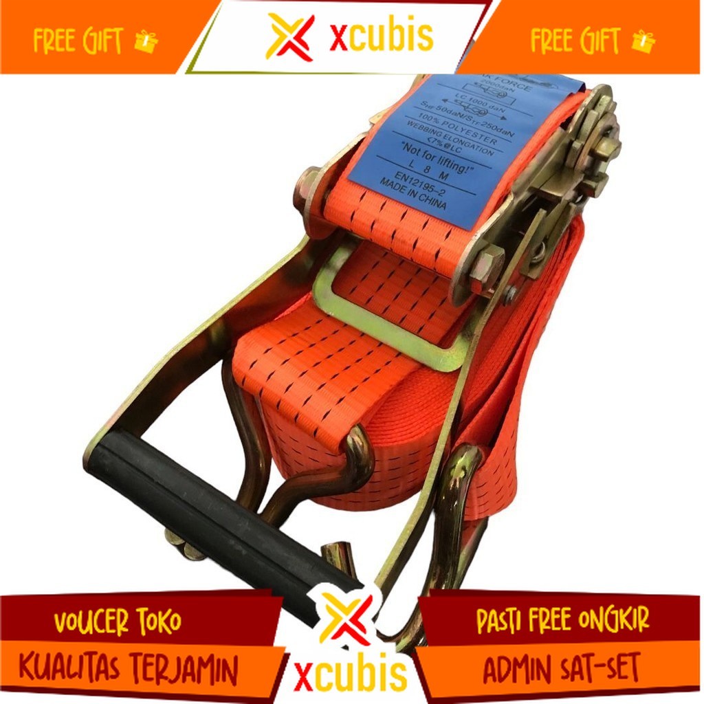 Cargo Lashing Belt 2"/ Rachet Tie Down Webbing Track Belt 2 Ton (8M, 10M, 12M)