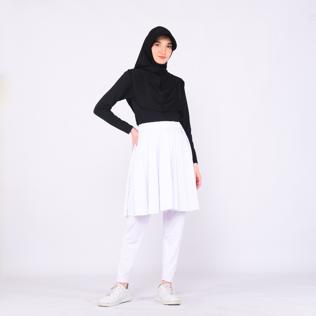 GARNESHOP  [Putih] Rok Celana Skirt Sport Legging Olahraga Wanita Bahan Jersey Reguler dan Big Size