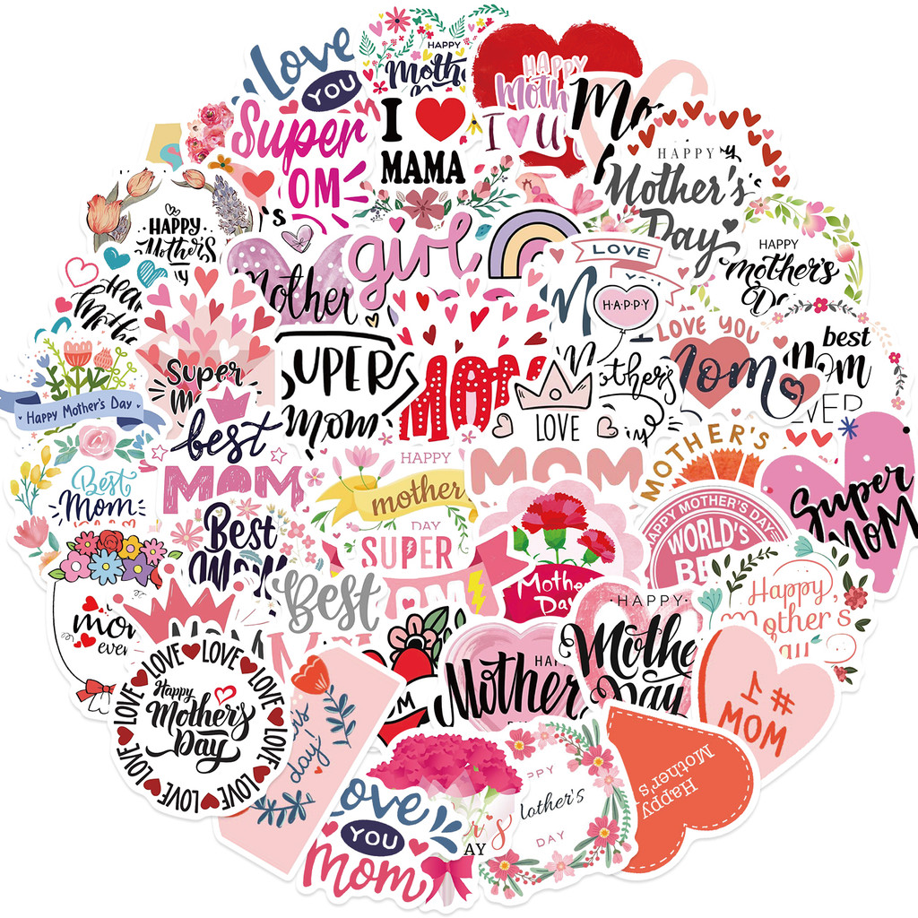 

49PCS Mother’s Day Love Stickers DIY Diary Laptop Luggage Skateboard Graffiti Decal Fun Children’s Classic Toy