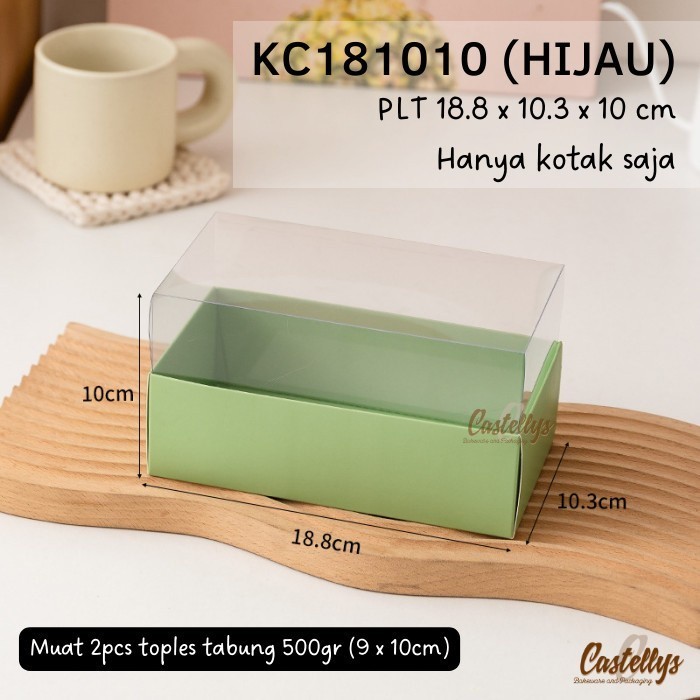 

10 Pcs KC181010 HIJAU Kotak Box Mika Packaging Kue Bolu Lapis Hampers