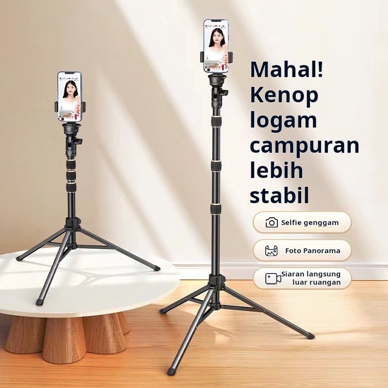 Tripod 2,1 meter Besi Tripod Tongkat Selfie Ringlight HP Kamera Lengkap Holder HP, Premium Tripod 2,