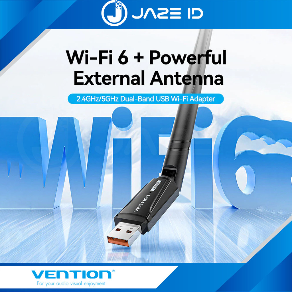 Vention USB Wireless Network Adapter WiFi 6 Dongle Dual Band With Antena