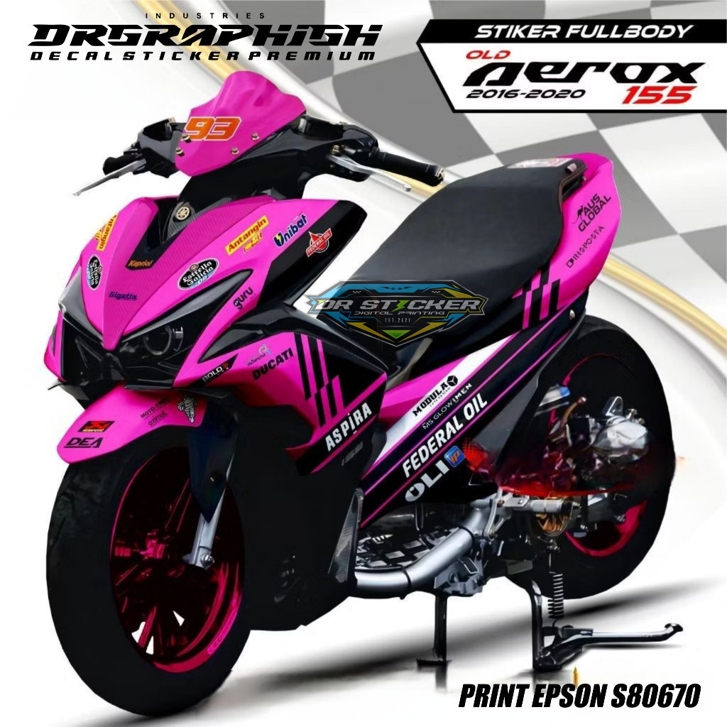 DECAL CUSTOM AEROX 155 FULL BODY - DECAL AEROX 155 MOTIF TERBARU