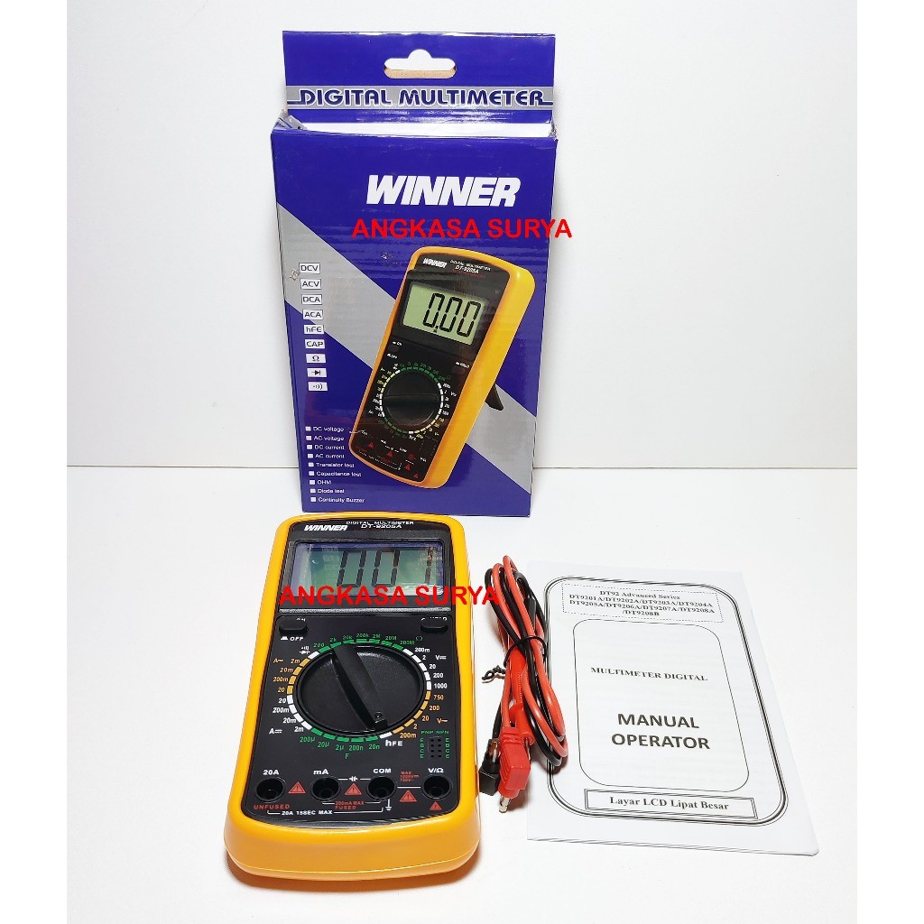 Tester Digital Winner DT9205A Original / Multitester Avometer Multi Meter DT 9205 A