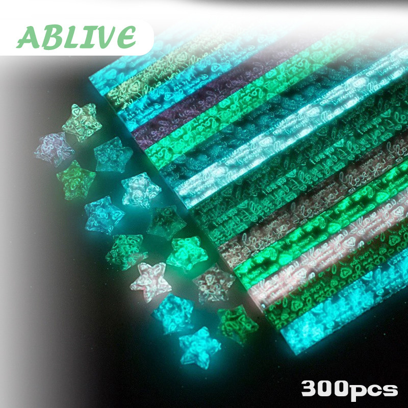 

300pcs Kertas Origami Bintang/Craft Crafting Stuff DIY/Kertas Bintang Warna Warni / fluoresensi Strip Origami Bintang