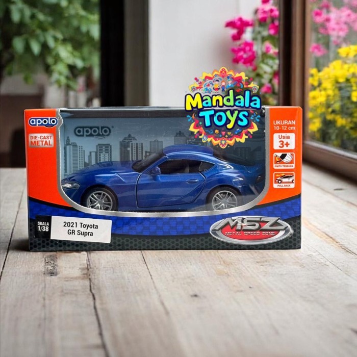 Apolo MSZ 1/38 2021 Toyota GR Supra Biru Diecast Metal/Pintu Terbuka/Pullback