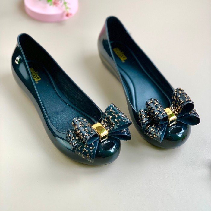sepatu flatshoes jelly wanita melissa ultragirl sweet flat shoes elegant - Hitam, 35