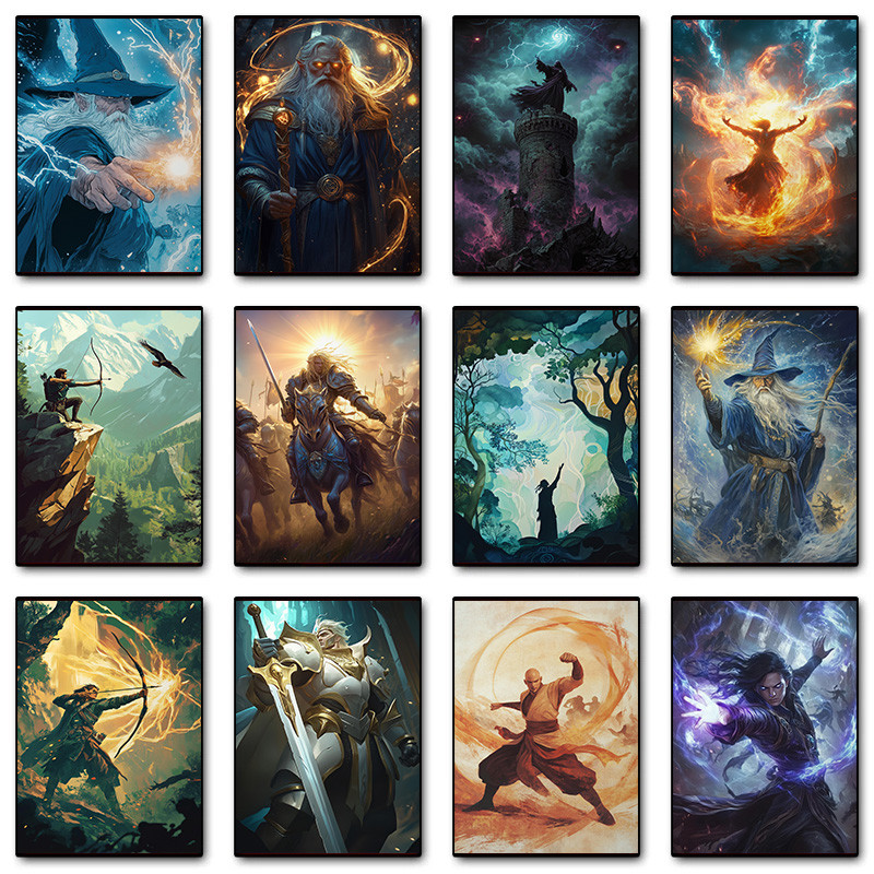 

Anime Archery Magic Paladin Classes Wizard Poster Print Wall Art Pictures Canvas Painting Living Room Bedroom Home Decor Gift