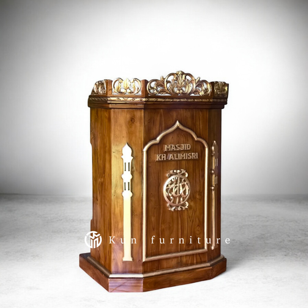 Mimbar masjid, Podium Mimbar Masjid Jepara – Bahan Jati Asli Tahan Lama