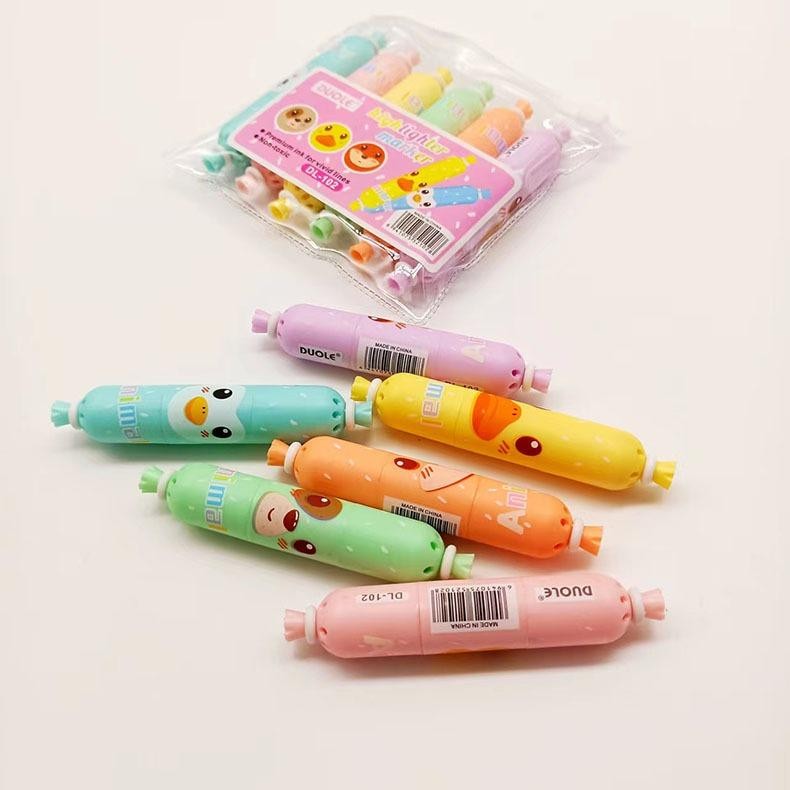 

CR09 Stabilo Highlighter Warna Lucu Bentuk Permen Sosis Pensil 2 Arah Set | L5
