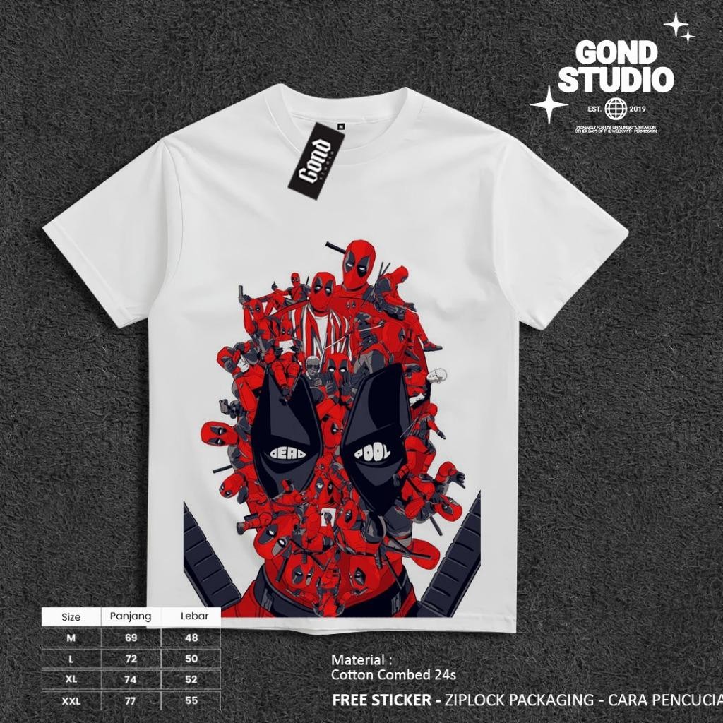 GONDSTUDIO - Kaos DEADPOOL / MARVEL / DC  Series VOl 1  Pria Wanita Cotton Combed 24s Nyaman Printin