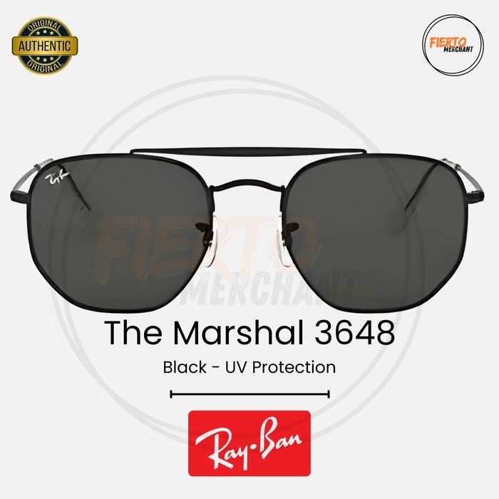 Kacamata Rayban Marshal 3648 Ori/Original Sunglasses Hitam/Black Anti UV Protection