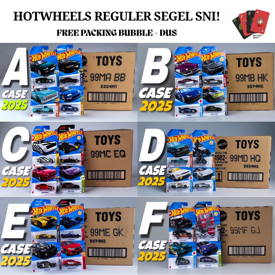 Hot Wheels Hotwheels Diecast Karton Kartonan Dus Segel SNI 72 Pcs Lot A B C D E F G H J K L M N P Q