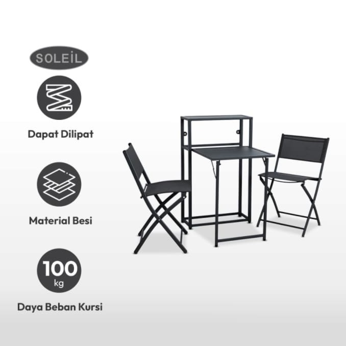 Set Meja Kursi Teras Lipat SOLEIL Kursi Meja Kafe Teras Balkon