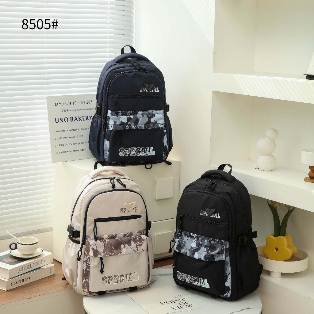 Tas Ransel 8505 Backpack Tas Punggung 22cm Wanita Semi Platinum