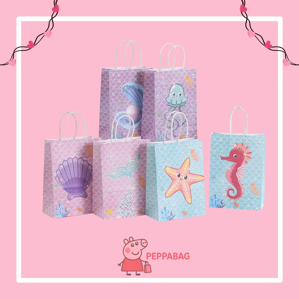 

Paper Bag Gift Cute / Paperbag Hadiah Mermaid Pink Rainbow (15 x 8 x 21Cm) - ES0588