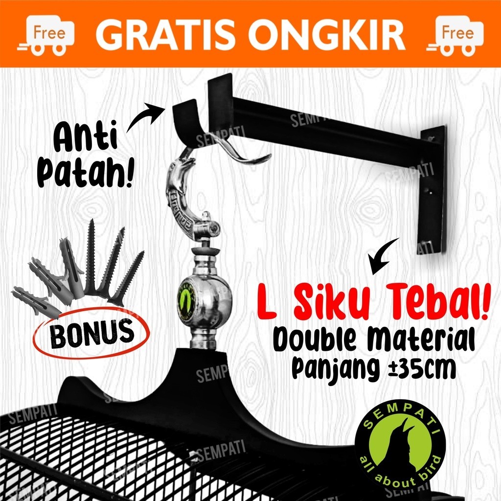 SEMPATI Gantungan Rak Siku L Non Emboss Sempati Plat Besi Baja Gantungan Tempel Dinding Tembok Canto