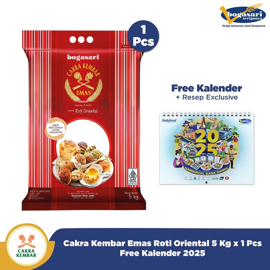 

Cakra Kembar Emas Roti Oriental 5 Kg + Kalender Dinding 2025