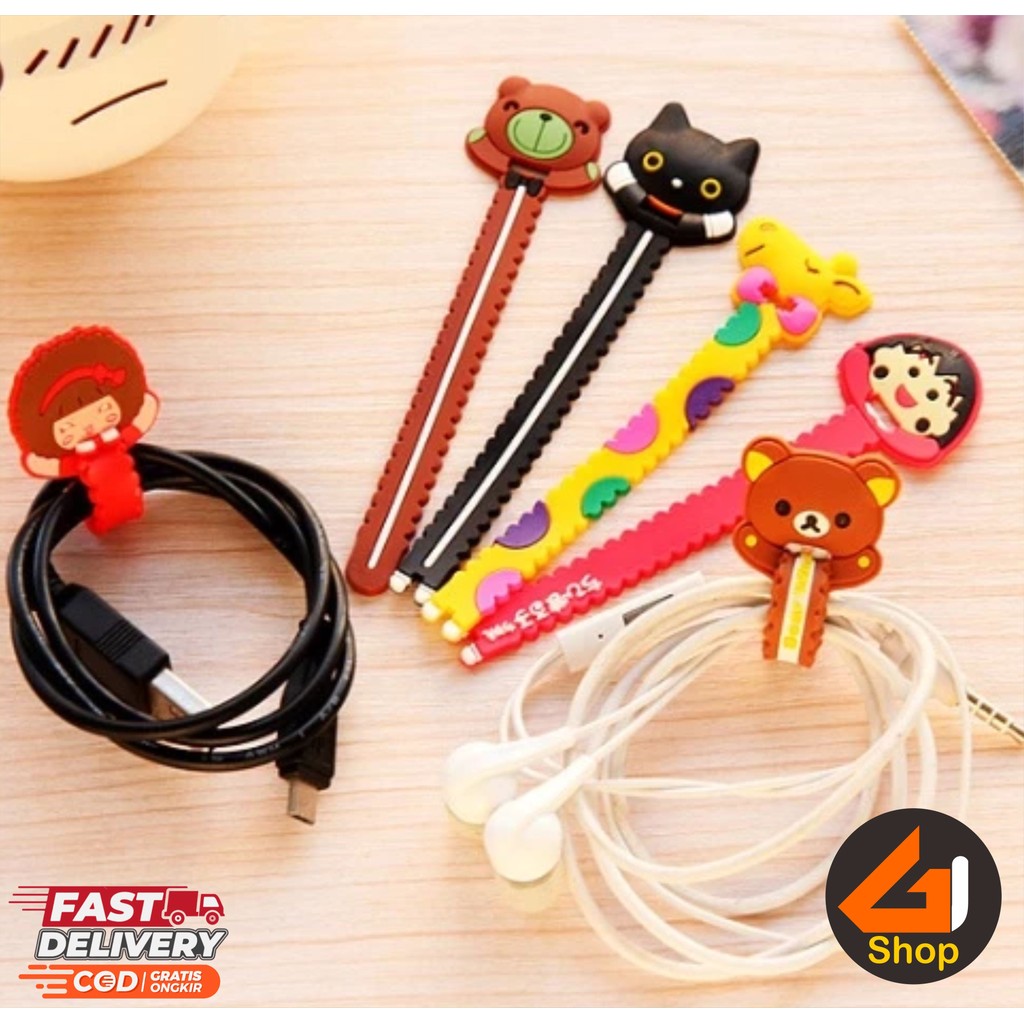 Pengikat Penggulung Kabel Karakter 3D Cable Cord Holder Binder Klip Penjepit Kabel Serbaguna