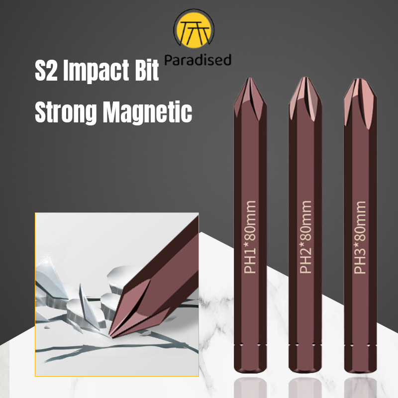 Mata Obeng Ketok Ph1 Ph2 Ph3  - Mata Obeng Getok Impact Bit Screw Panjang 80MM Paradised