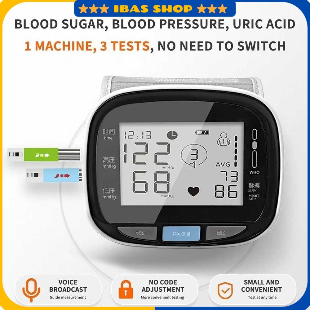 TaffOmicron Tensimeter Digital Pengukur Tekanan Darah Gula Darah - GUP-W5