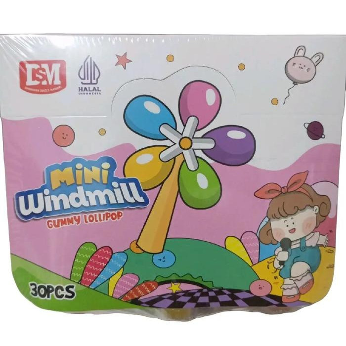 

Mini Windmill Gummy Lollipop Kincir DSM 1 box isi 30 pcs Candy Snack HALAL