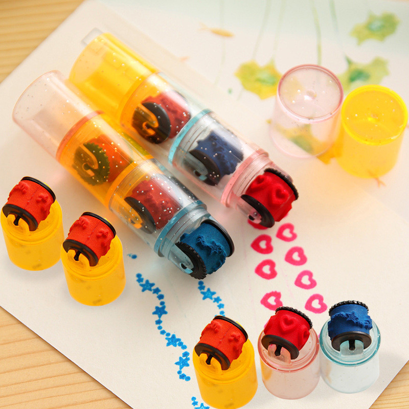 

Kids Colorful Ink Pad Stamp Seal Preschool Funny Toy Learning Cartoon DIY Roller Drawing Diary Tool for Boy Girl Ink Pad Gift