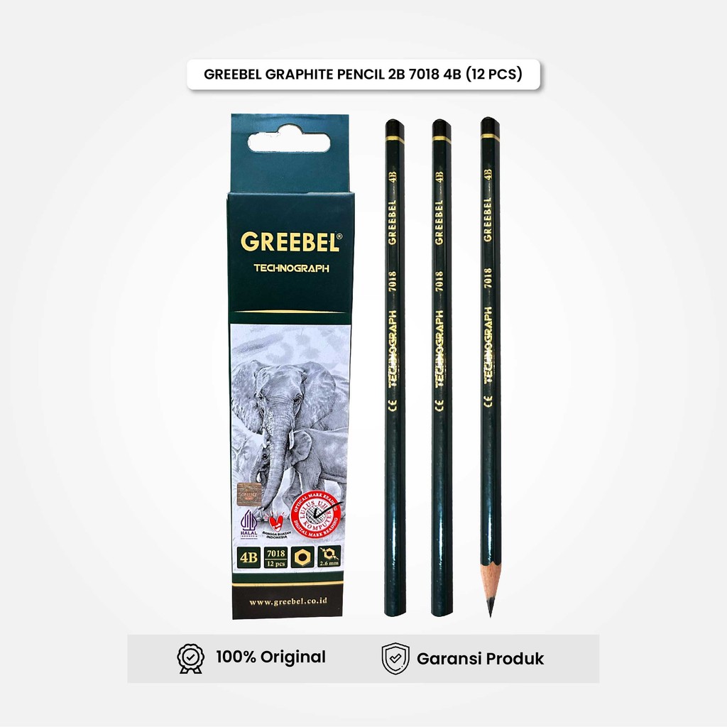 

GREEBEL Pensil kayu 4B 7018 (12PCS/SET) / Pensil Tulis Ujian Sekolah Pensil Gambar