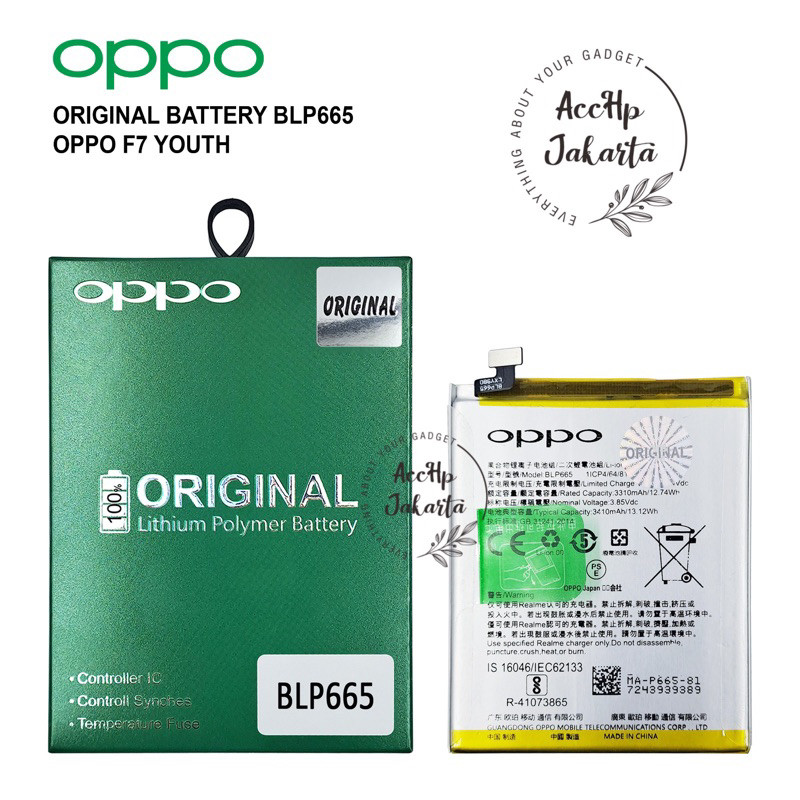 Baterai Batre Oppo F7 Youth BLP665 Batu Batrei BLP 665 Battery Blp 665 Original 100% Distributor