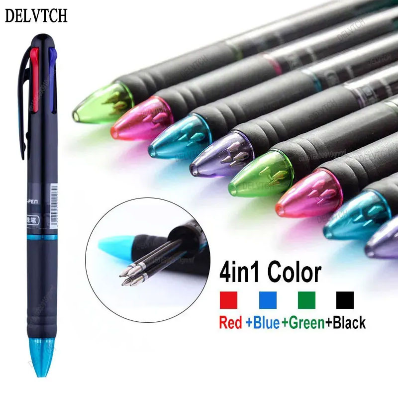 

4/12Pcs Set MultiColor Ballpoint Pen Multifunction 4in1 Color Retractable Ball Pen Office School Writing Signature Stationery