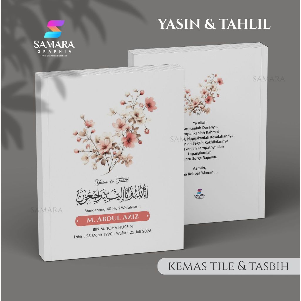 Buku Yasin dan tahlil custom Souvenir tahlilan lengkap foto almarhum 40 hari 100 1000 hari IRIS 8