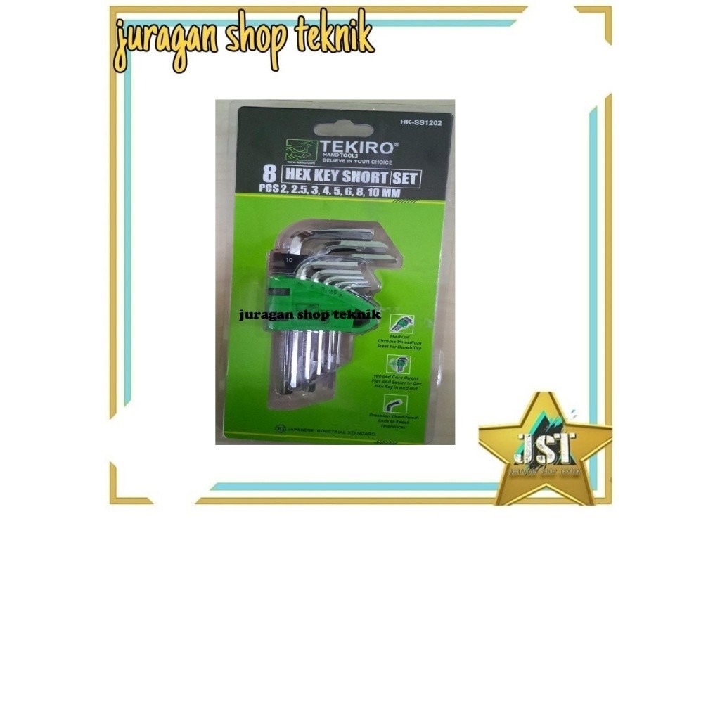 TEKIRO Kunci L Set Biasa Pendek 8 pcs Metrik