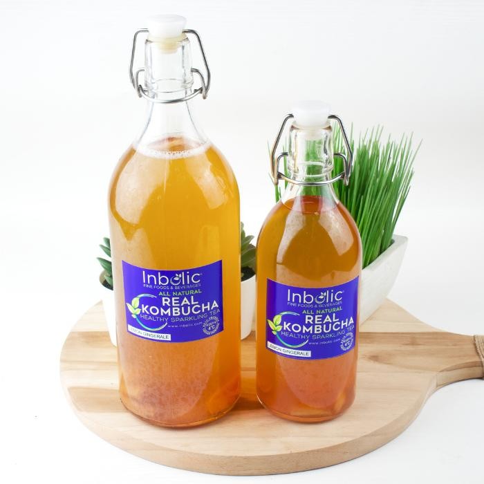 

Inbolic Kombucha - Probiotic Drinks | Keto & Diabetic Friendly | 1L - 500ml Btl Kaca, Lemon Ginger