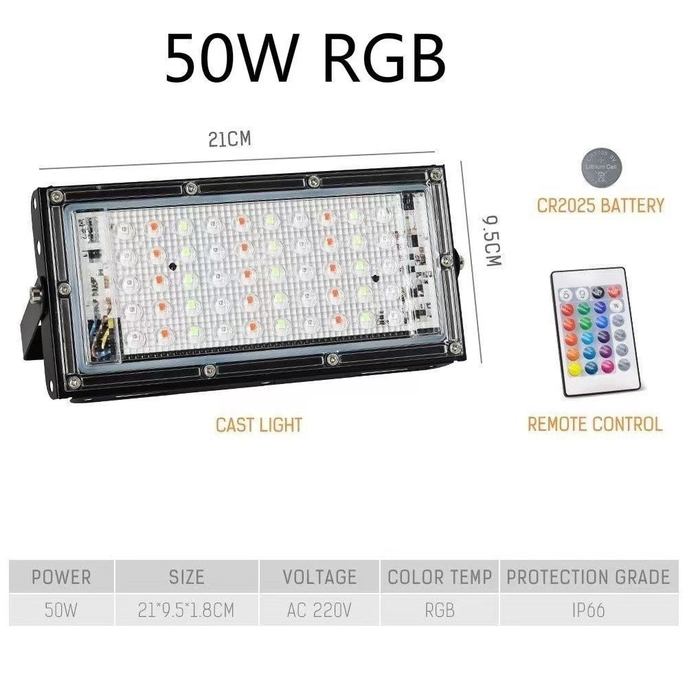 LAMPU SOROT 50W RGB MODEL TIPIS IP65 / LAMPU TEMBAK TIPIS 50 WATT RGB