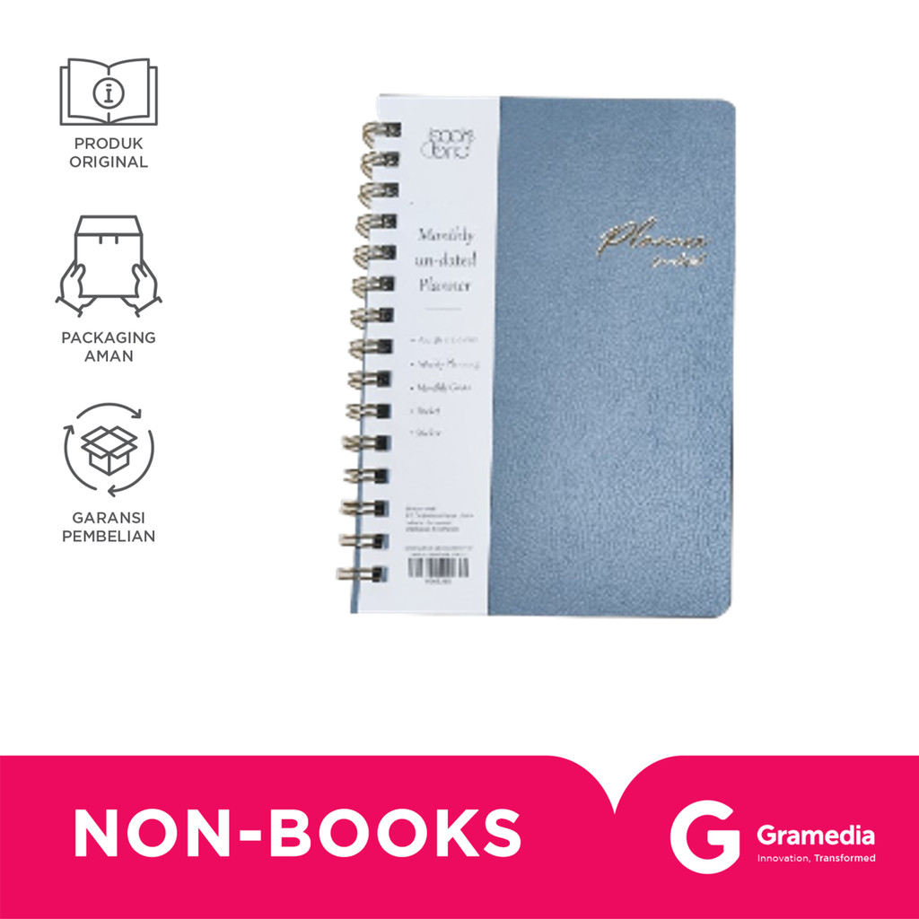 

Books & Bind Nb Ring Monthly Undated Planner A5 Blue
