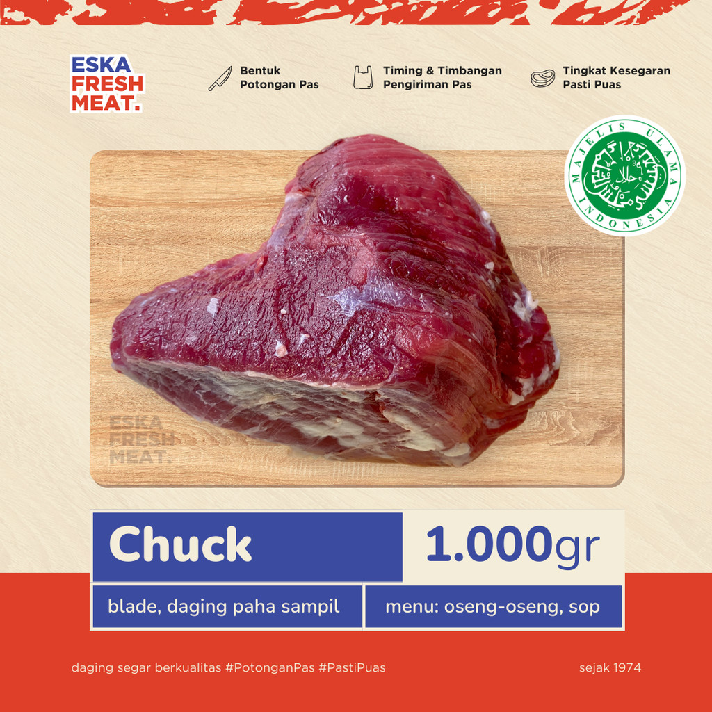 

Daging Sapi Lokal Segar EMPAL OSENG SAMPIL CHUCK - 1000gr
