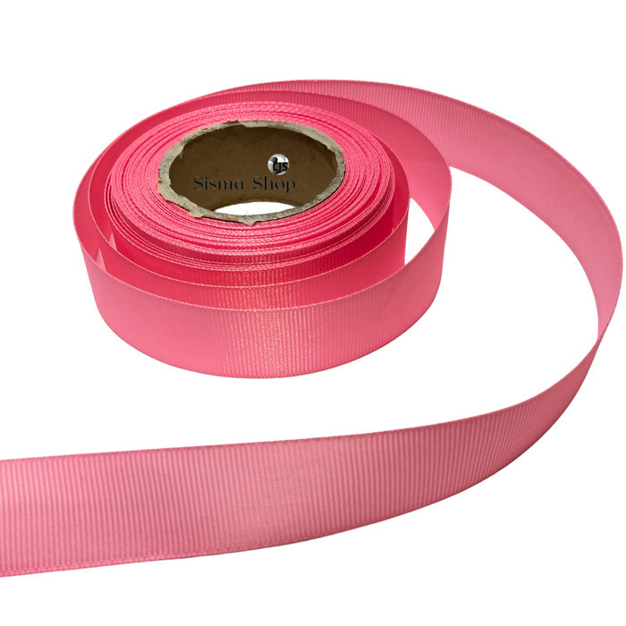 

Pita Kardo Polos / Pita Grossgrain ±2.5 cm x 20 yard - Ribbon - Warna Pink