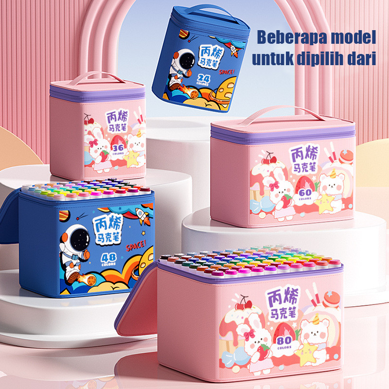 

24/36/48 Warna Marker Akril Untuk Anak-Anak Dan Siswa Gambar Tidak Transparan Dan Berkumpul Berdasarkan Air