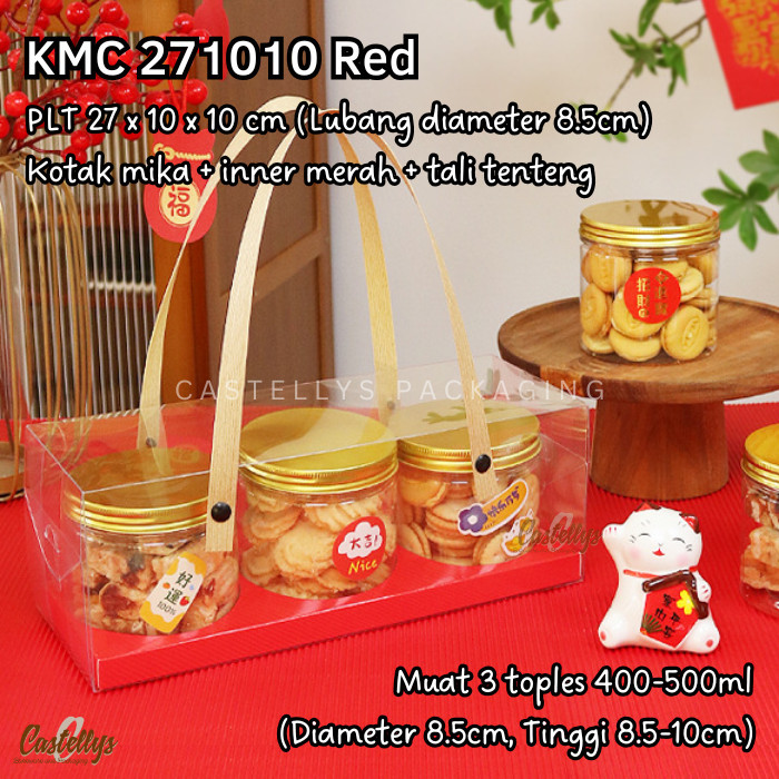 

KMC 271010 Kotak Mika Merah Toples Kue Nastar Cookies Christmas Imlek CNY