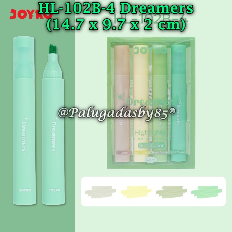 

(1 Set/4 Pcs) GROSIR Highlighter Set JOYKO HL-102B-4 / Highlighter Joyko HL-102 Dreamers Soft Color