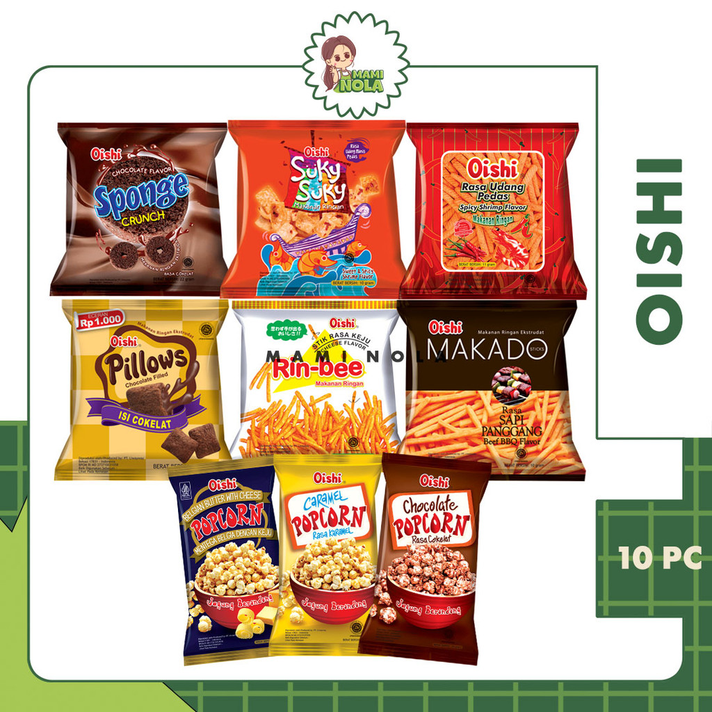 

OISHI SNACK RENTENG SPONGE / PILLOW / RIN-BEE / UDANG PEDAS / SUKY SUKY